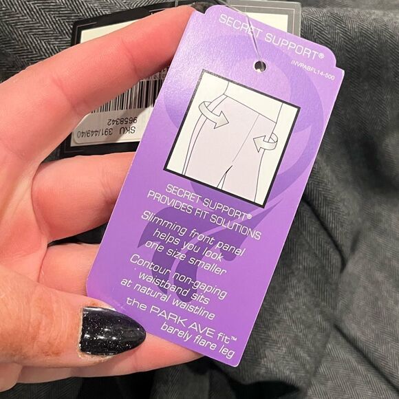 NWT Investments Barely Flare Leg Pants The PARK AVE Fit Stretch Gray 14 Long - Picture 7 of 12